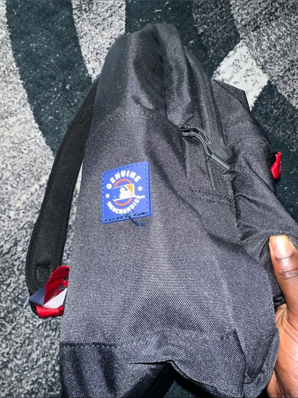 MLB Black Backpack with Red Boston B Logo